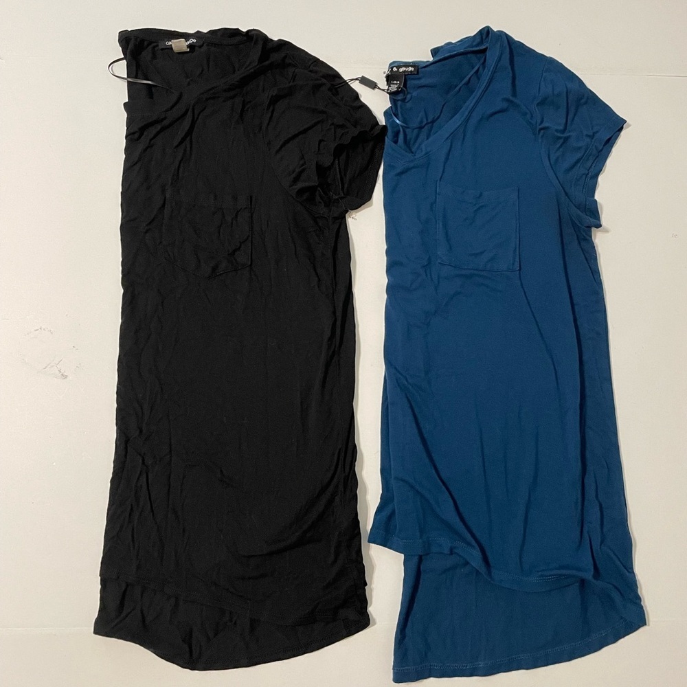 2 Cable & Gauge Womens Apparel V-Neck Swing Body Pocket Tee with Hi-Low Hem Sz L